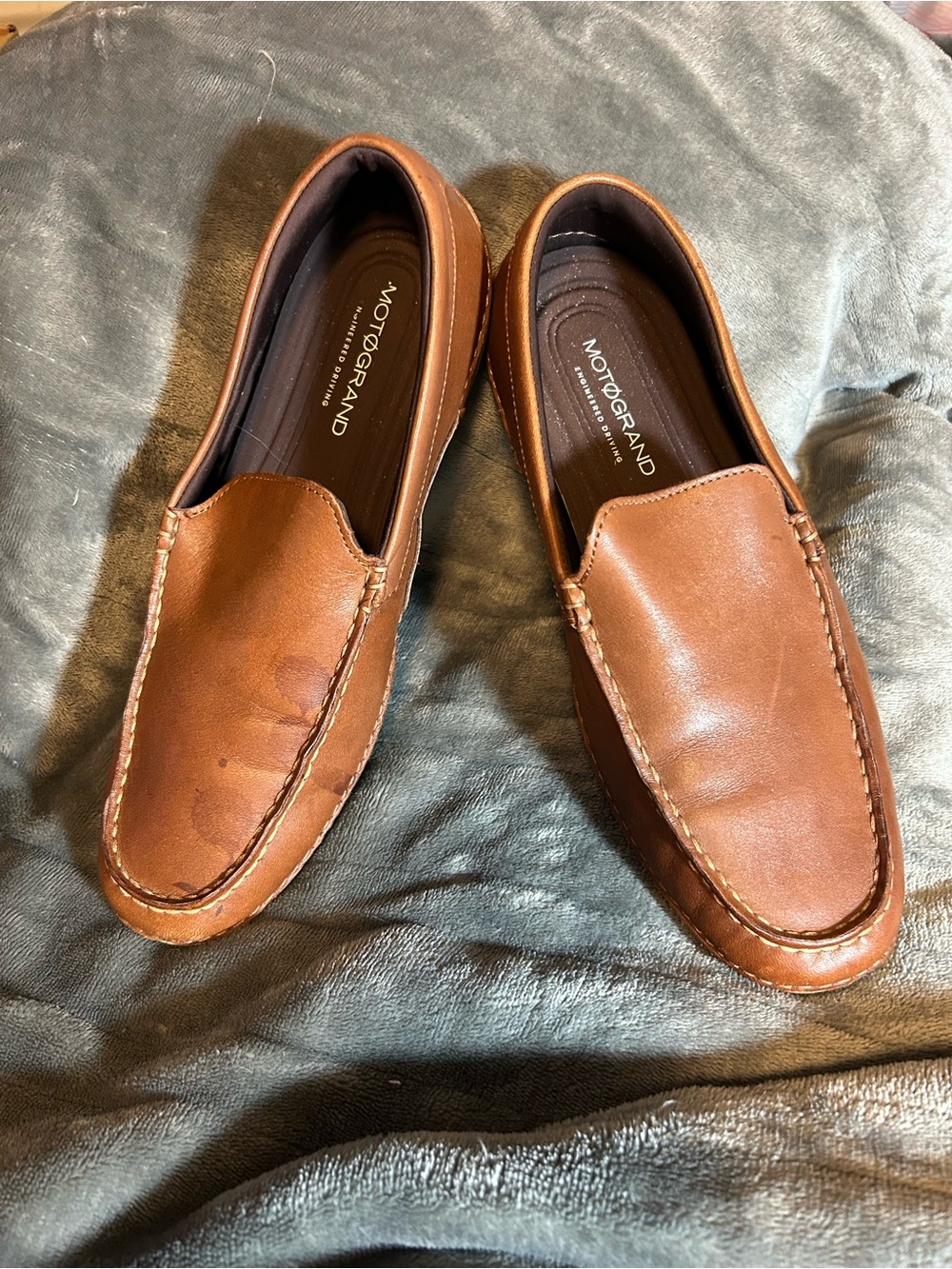 Cole Haan Men’s Caramel Leather Motogrand Slip-On Engineered Driving Loafers,9M
